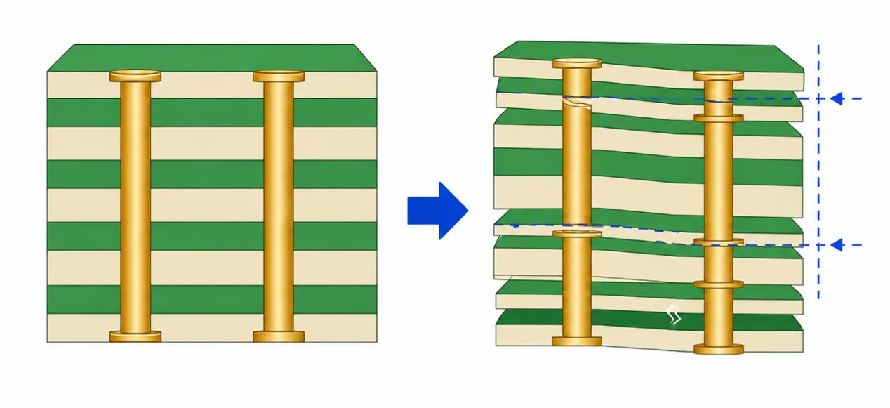 12-layer 5-step HDI PCB layer registration and fine line manufacturing