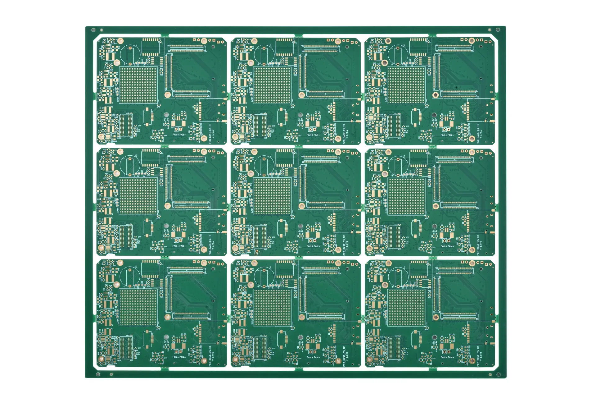 ten-layer hdi pcb panel with enig-finished fine-pitch pads Ten-layer HDI PCB panel with ENIG-finished fine-pitch pads