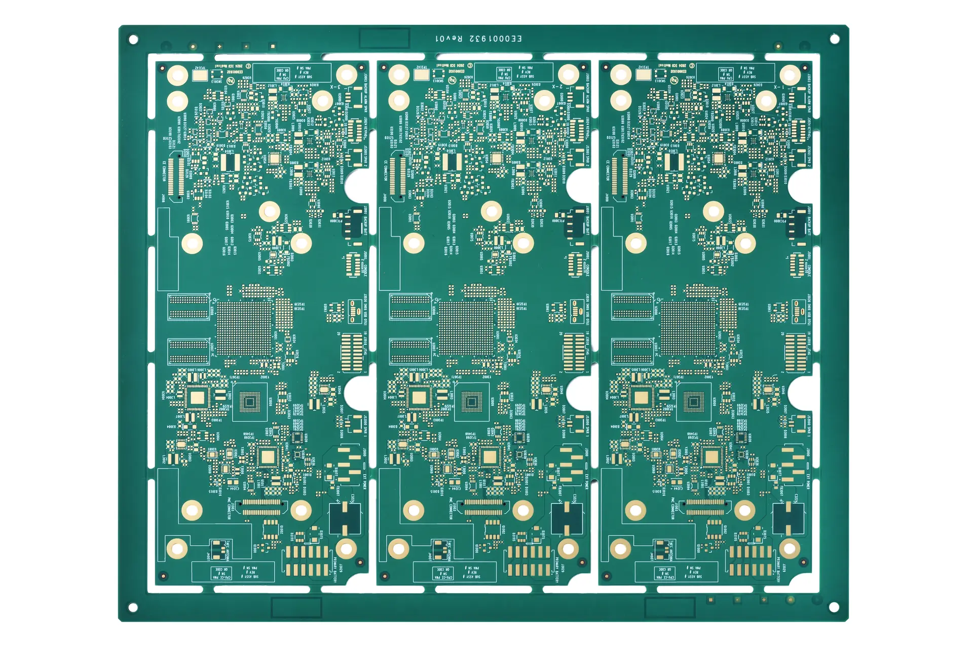 Panel layout and pads on a multi-up ENIG multilayer PCB