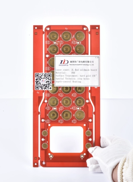 Industrial 2-Layer FR4 PCB Manufacturing| Red Solder mask | Hard Gold Finish