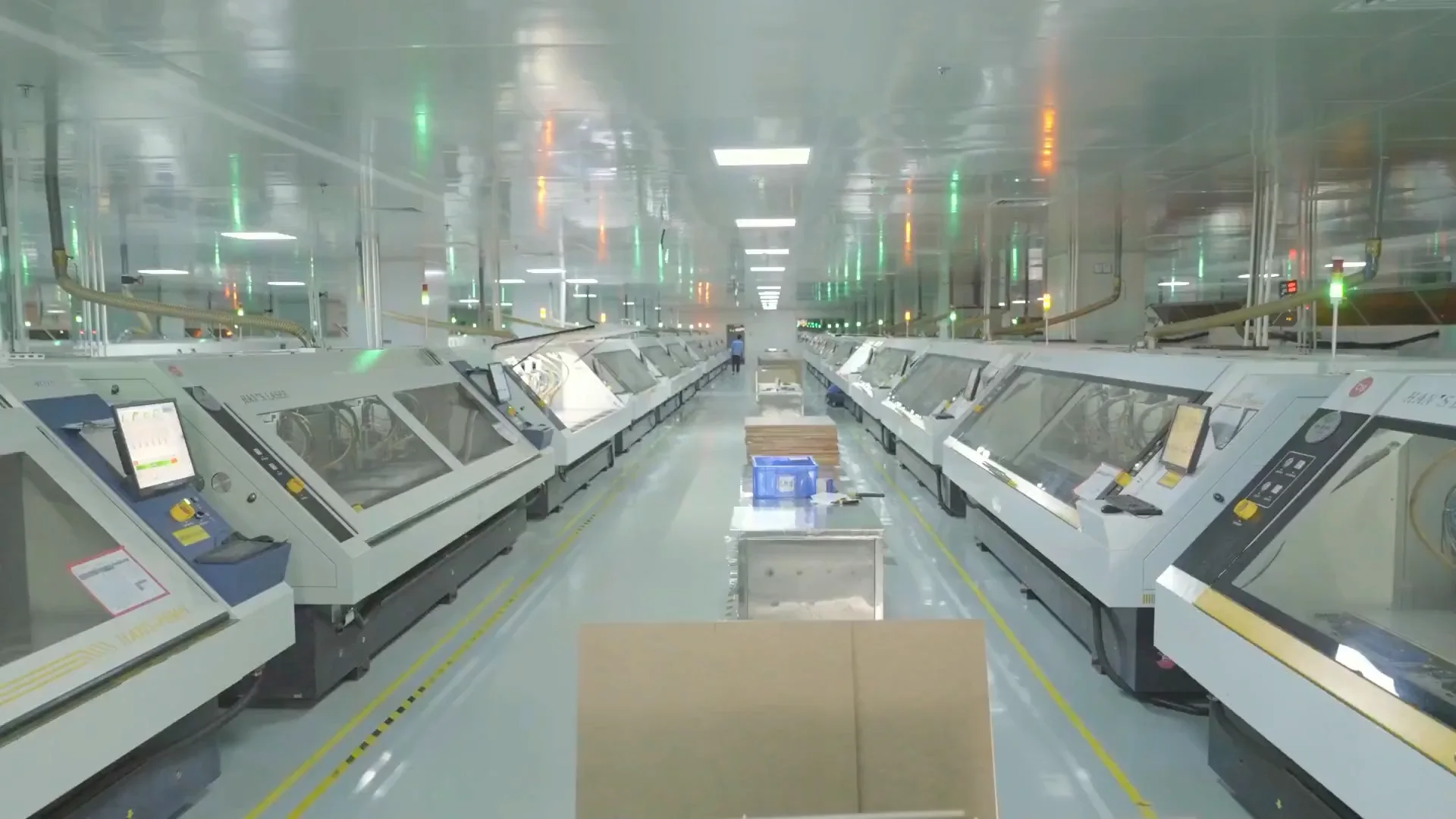 Mechanical PCB drilling machines in a production room before hole-wall preparation