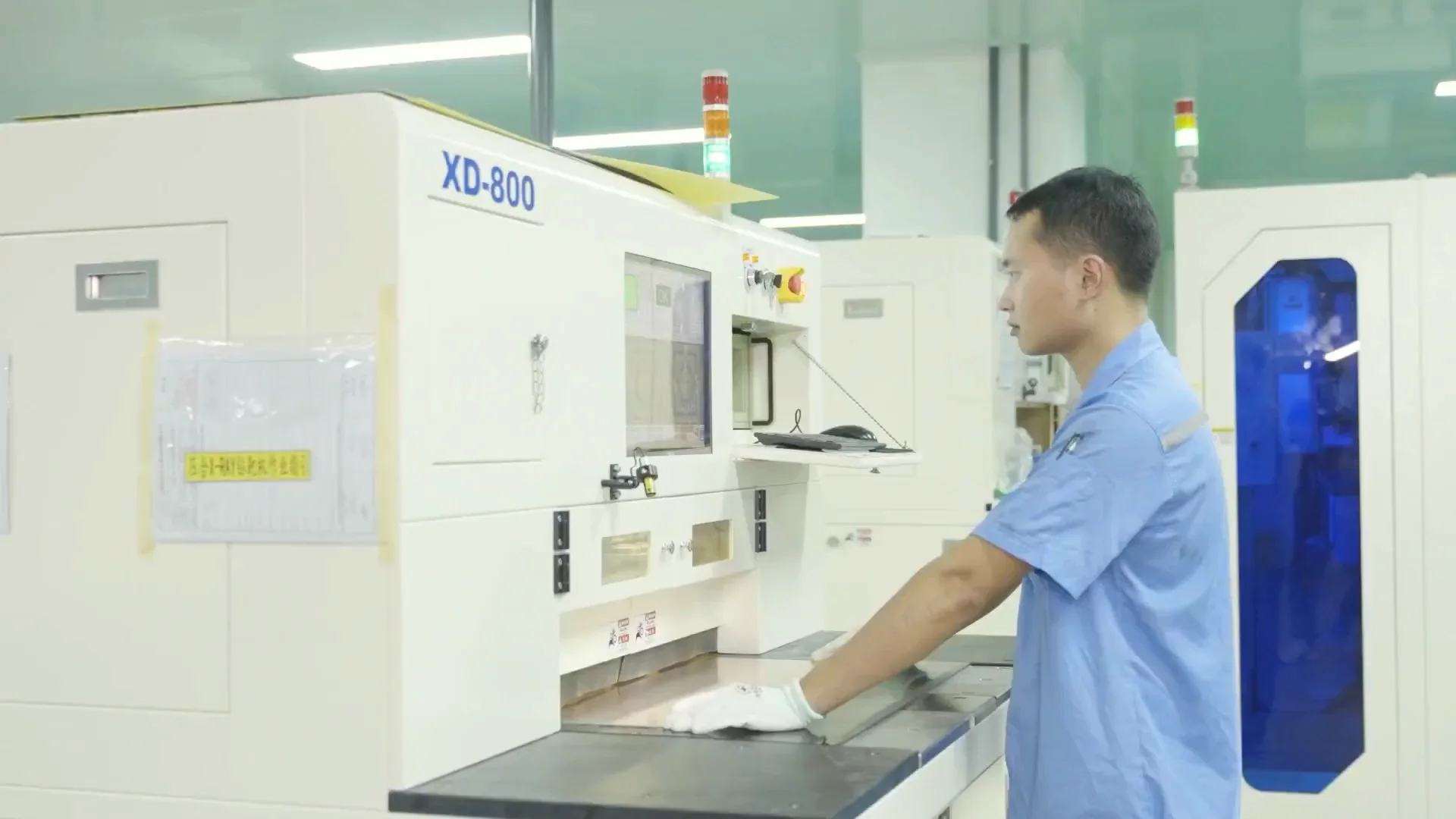 X-ray equipment locating drill targets on a PCB production panel
